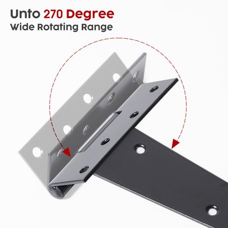 Heavy-Duty Black T-Strap Tee Hinges - 6 Pack