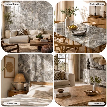 Golden Grey Marble-Effect Self-Adhesive Vinyl Roll | 40 cm × 3 m