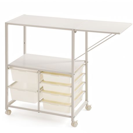 Extendable Kitchen Storage Cart with 6 Drawers