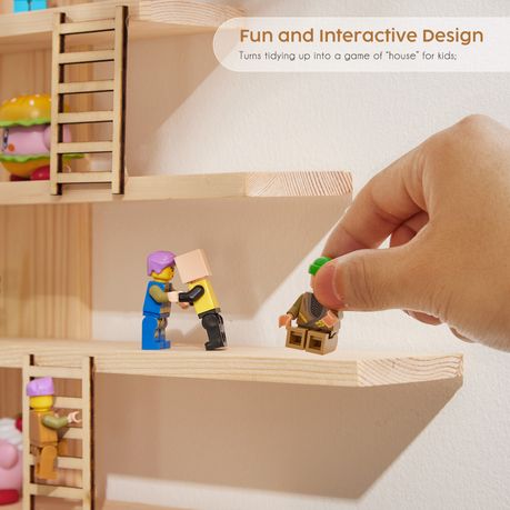 Pine Wood 5-Tier Toy Display Shelf