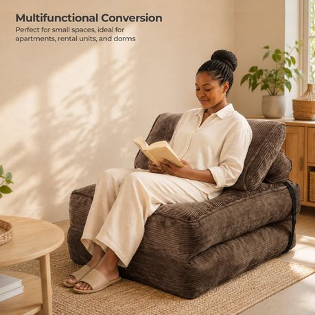 Brown 3-in-1 Folding Sofa Bed