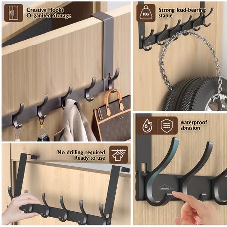 12 Heavy Duty Carbon Steel Hooks - Coat Organizer Rack