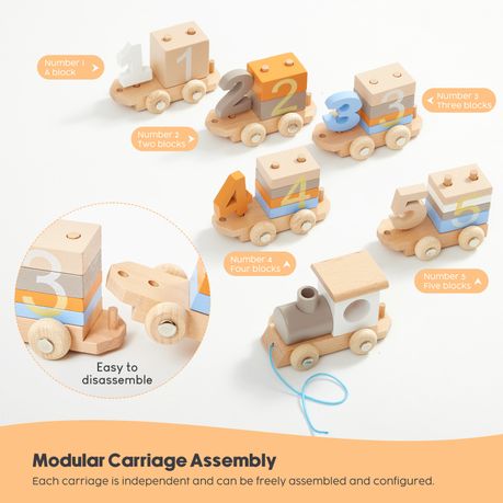 Chenshia 21Pc Train Set Wooden Colour Play & Learn to Count Blocks Toddlers
