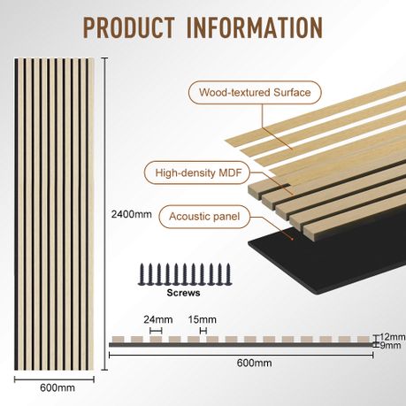 3D Oak Wood Slat Wall Panel - White Oak