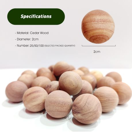 Cedar Wood Balls - Natural Moth Repellent & Deodoriser (50 Pack)