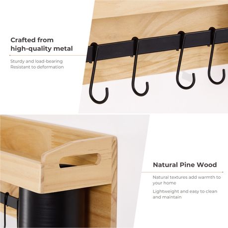 Wall-Mounted Wooden Kitchen Spice Rack
