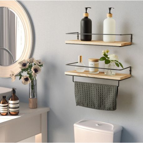 Rustic Wood Floating Shelf Set