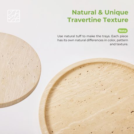Travertine Decorative Tray Marble Vanity Organizer - Round