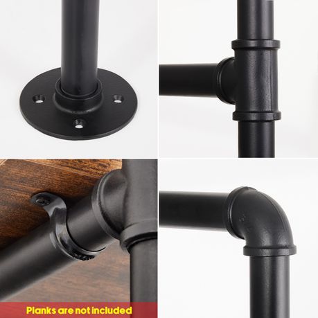 Chenshia 5-Tier Industrial Wall Mount Iron Pipe Shelving Bracket DIY Shelf