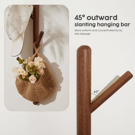 Wall Mounted Coat Rack Solid Wood 4 Hook Entryway Clothes Hanger