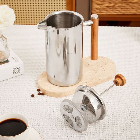 1L Stainless Steel French Press Coffee Maker - Silver