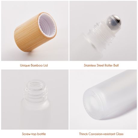 10ml Bamboo Travel Bottles Refillable Glass Roller Set