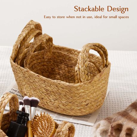 Chenshia 4Pc Straw Handwoven Storage Basket Set