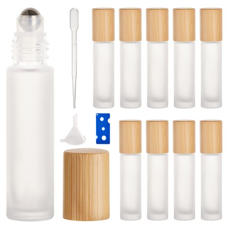 10ml Bamboo Travel Bottles Refillable Glass Roller Set