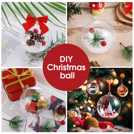 Clear Transparent Christmas Tree Baubles | Set of 5 | 9 cm
