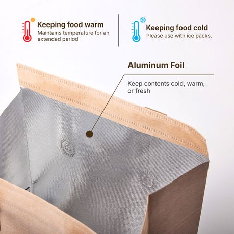 Reusable Insulated Takeout Bags with Aluminium Foil Sealing - 50 Piece