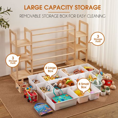 Children's Toy Rack - Pine Wood