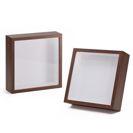 Walnut 20cm Shadow Box Frame - 3D Deep Display Case (2 Pack)