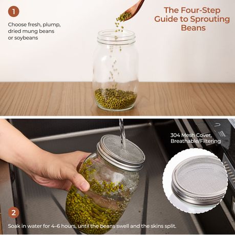 Sprouting Jar Kit | 2 × 946 ml Glass Jars