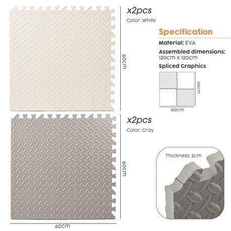 Foam Floor Tiles for Kids Extra Thick 2cm Interlocking Play Mat