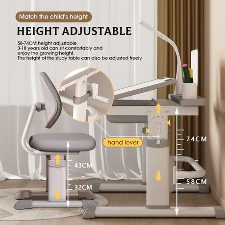 Kids Height-Adjustable Study Desk & Chair Set