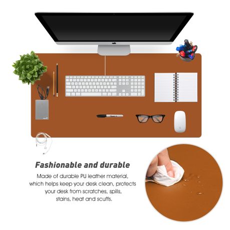 Leather Desk Pad Large Portable Desk Mat - Brown