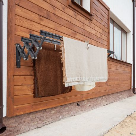 2m Wall-Mounted Aluminium Drying Rack with Windproof Clips