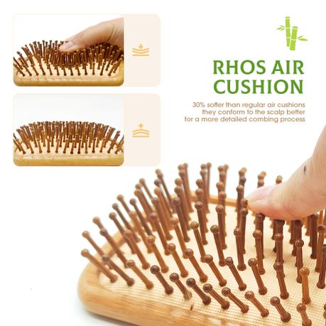 Bamboo Bristle Paddle Hairbrush - Firm Detangling & Scalp Massager