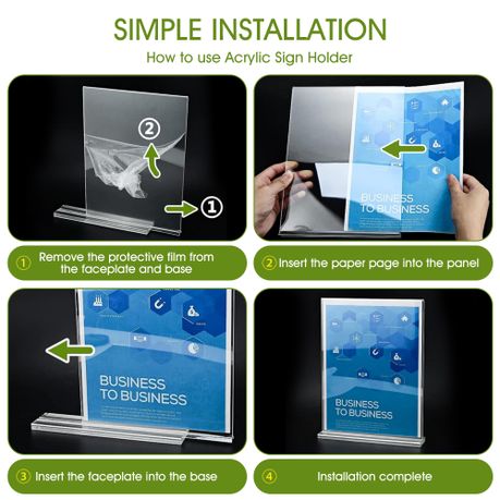 Acrylic Desktop Display Stand Menu Flyer Holder - 5-Pack
