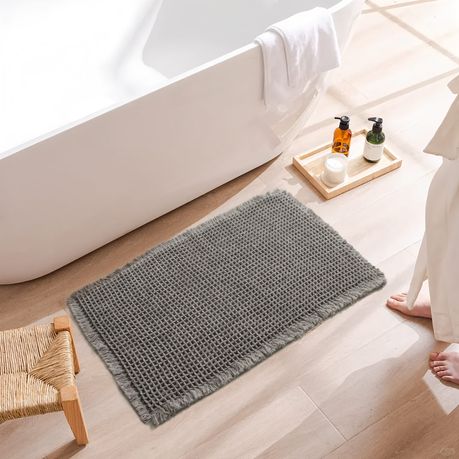Super Absorbent Waffle Bath Mat - Grey