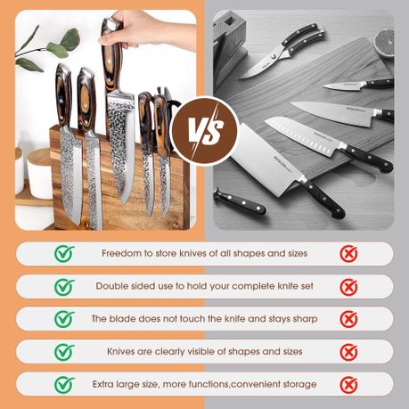 Acacia Wood Double-Sided Magnetic Knife Block