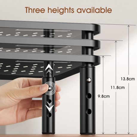 Height-Adjustable Monitor & Laptop Stand | 3-Level Riser | 37 × 23 cm | 2-Pack