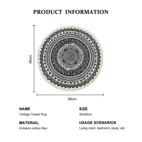 90cm Round Moroccan Decor Rug