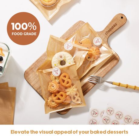 Kraft Paper Food Bags with Window - 100 Pack