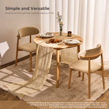 Beige Cheesecloth Table Runner (2 Piece)