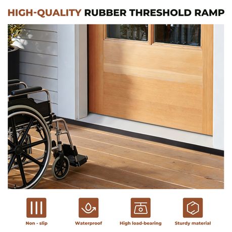Self-Adhesive Rubber Threshold Ramp Wheelchair Assistant Ramp - 1m