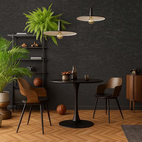 10M Black Embossed Self-Adhesive Wallpaper