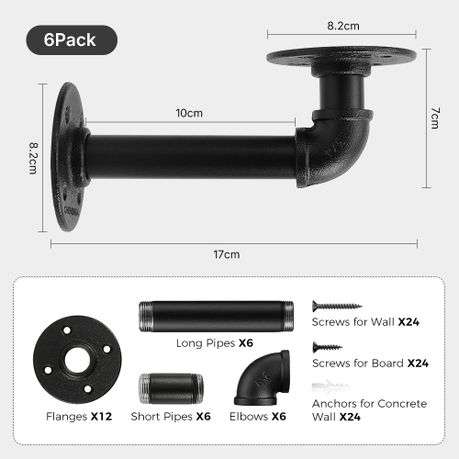 6pc Heavy-Duty L-Shape Shelf Brackets (25 kg Capacity)