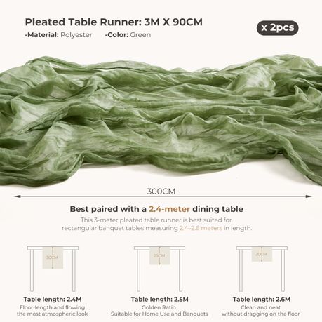 Green Cheesecloth Table Runner (2 Piece)