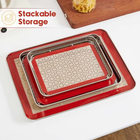 9Pc Stainless Steel Baking Mat Roasting Pan Baking Pan Rack Set