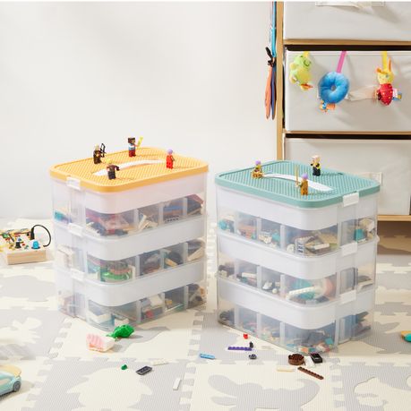 Building Block Organizer Box 3-Layer Stackable Toy Storage Bin Case