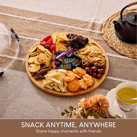 Chenshia Round Bamboo Charcuterie Board Set Serving Platter with Covered Lid