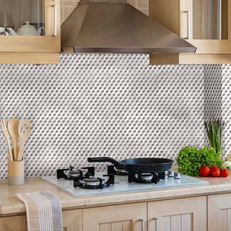 Waterproof Backsplash Shelf & Wall Liner - Cubed Design
