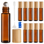 10ml Bamboo Travel Bottles Refillable Glass Roller Set