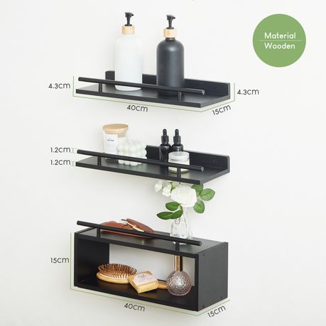 Floating Shelves with Metal Rails Set