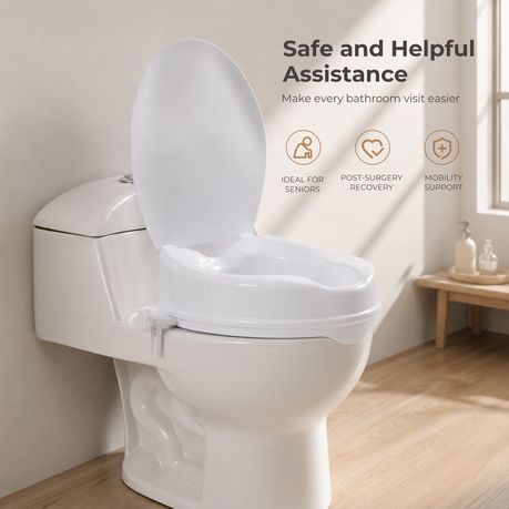 Raised Toilet Seat 10cm Elevated Riser Tool Free Bathroom Support