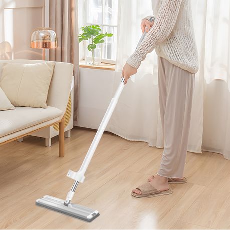 Aluminium & Microfibre Floor Mop with Scraper - 360 Rotating Flat Mop
