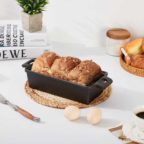 Chenshia 2.6L Cast Iron Baking Pan Banana Loaf Bread Baking Pan & 2.3L Lid