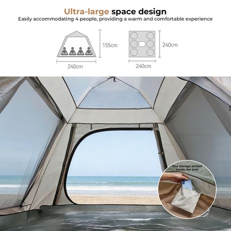 Chenshia 4 Person Camping Tent 210D Oxford Fabric Anti-Mosquito Pop-Up Tent