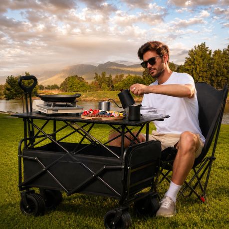 Folding Camping Wagon with Roll-Top Table | 120L